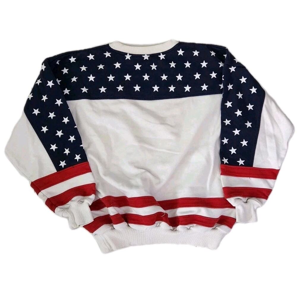 Ron Jaworski Eagles Nest Vintage American Flag Patriotic Crewneck USA 80s sz 2XL - Picture 2 of 7